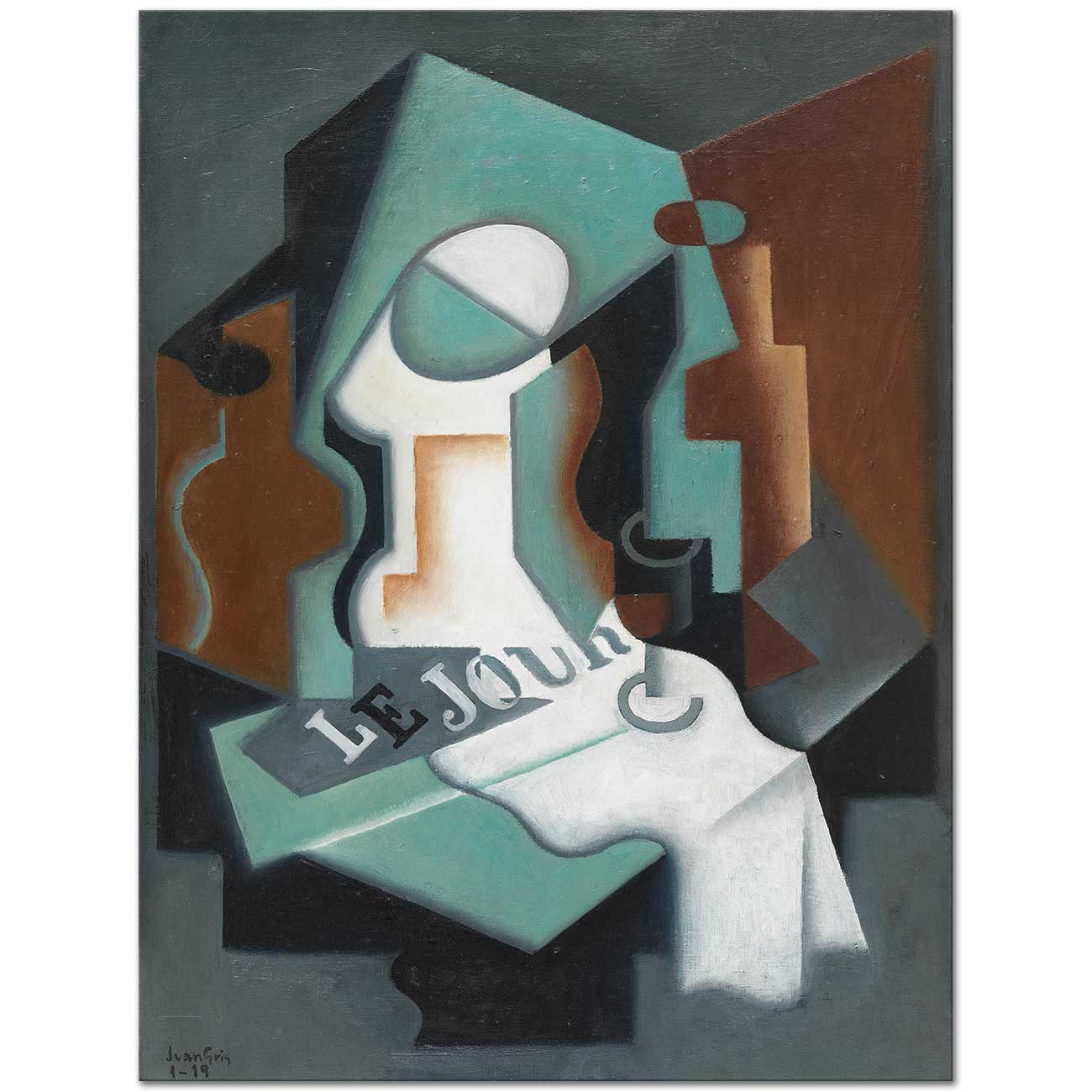 Juan Gris Şişe ve Meyve Tabağı Kanvas Tablo