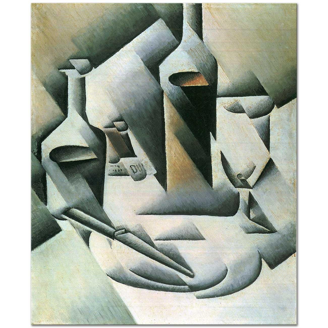 Bottles and Knife by Juan Gris