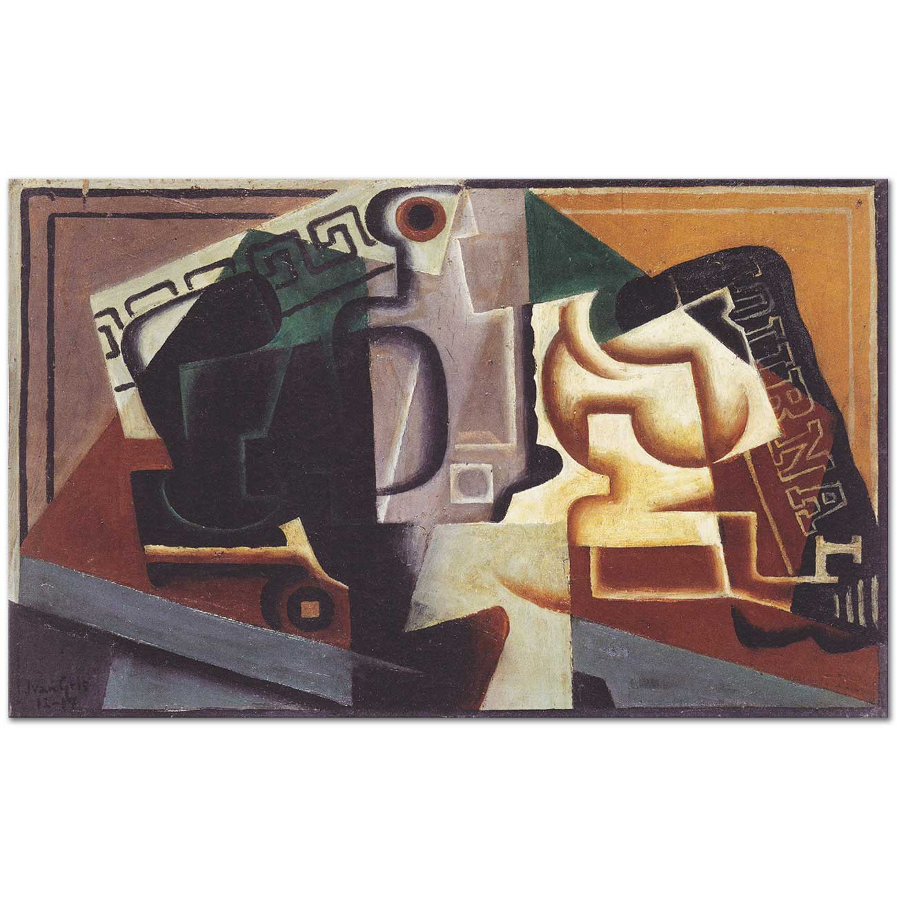 Glass and Water Bottle by Juan Gris
