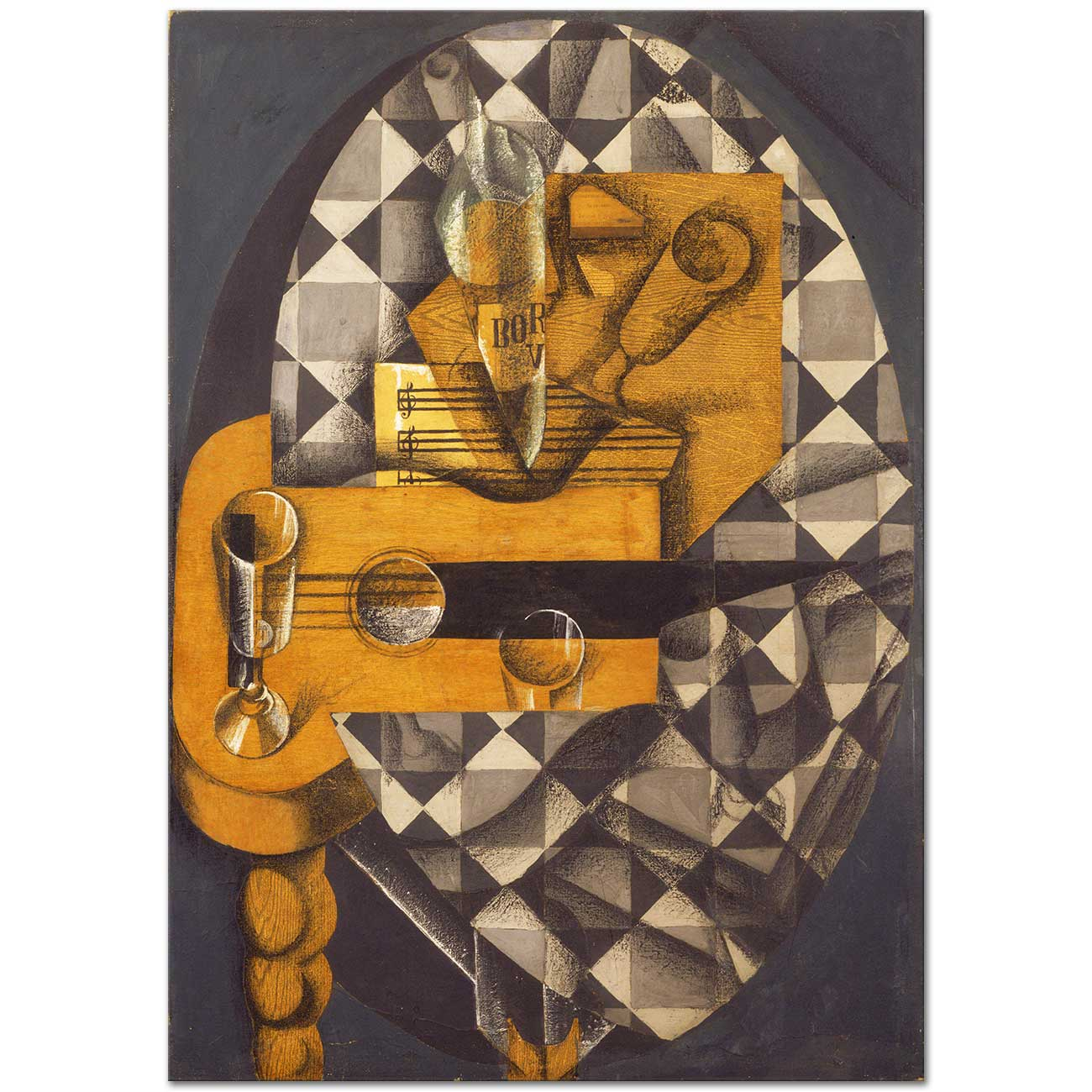 Juan Gris Guitar and Glasses Art Print