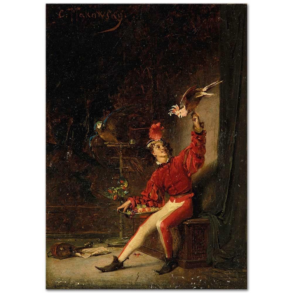 Young Man with Parrot by Konstantin Makovsky