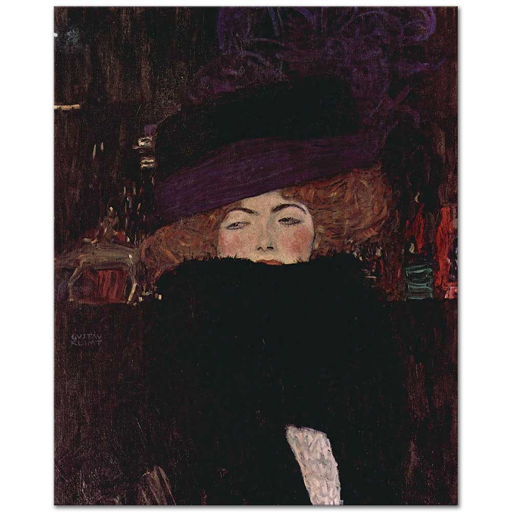 Lady with Hat and Feather Boa by Gustav Klimt