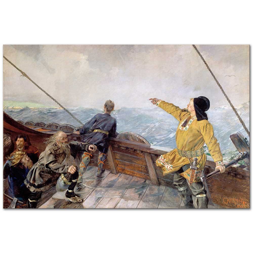 Leiv Eirikson Discovering America by Christian Krohg as Fine Art Print