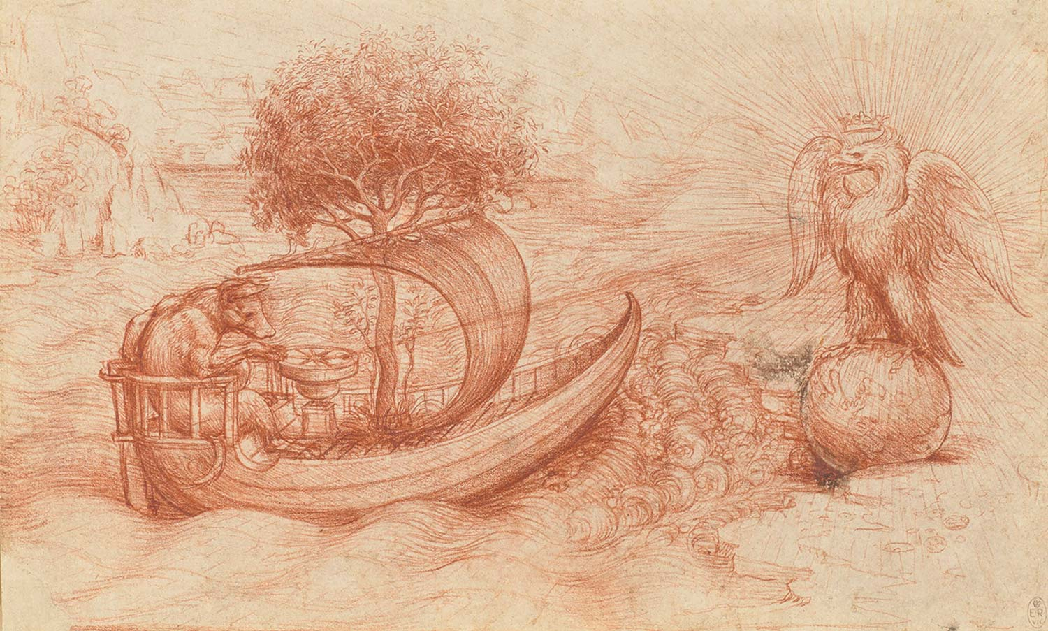 Leonardo Da Vinci Kurt ve Kartallı Allegori Kanvas Tablo