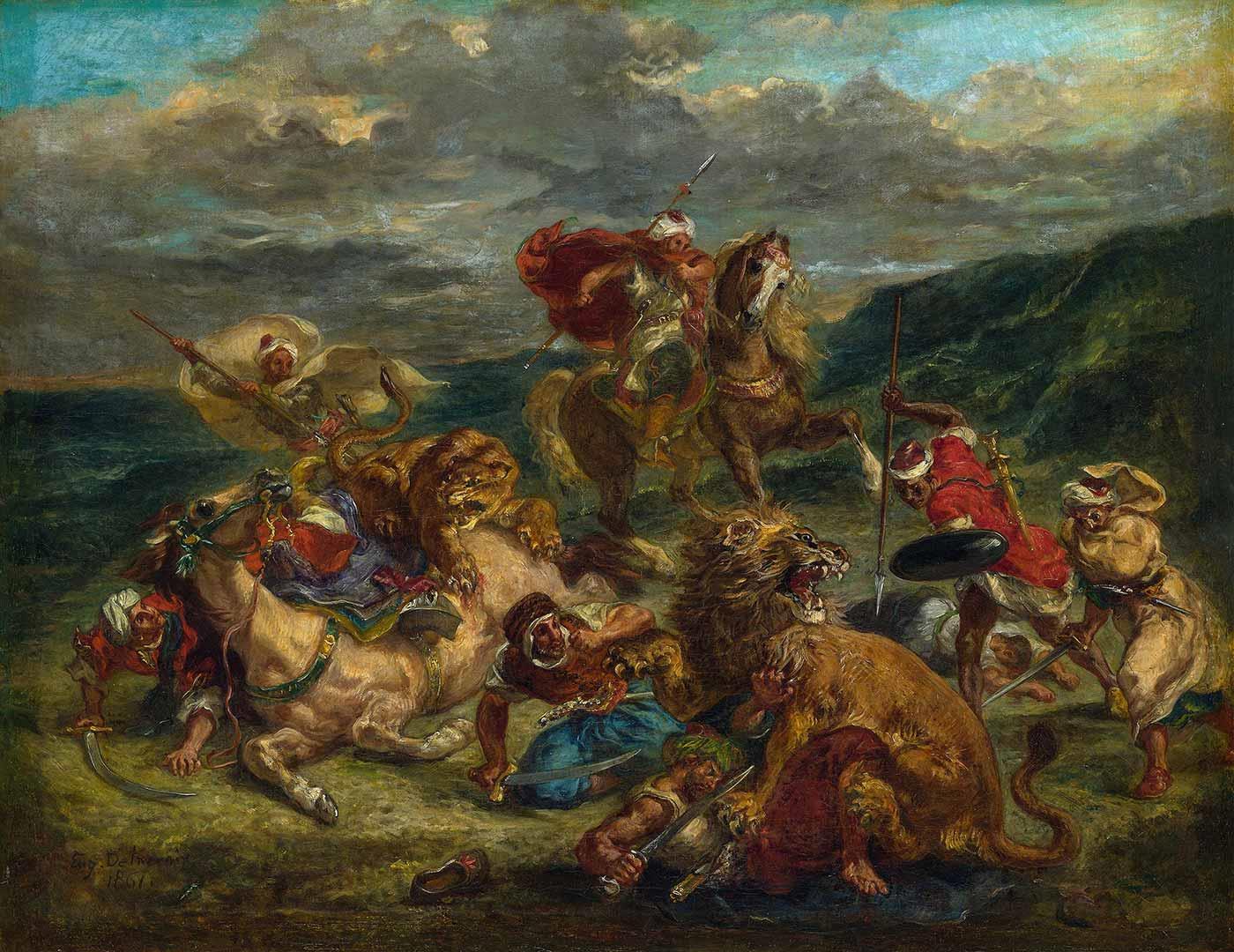 Eugene Delacroix Aslan Avı Kanvas Tablo | CANVASTAR ®