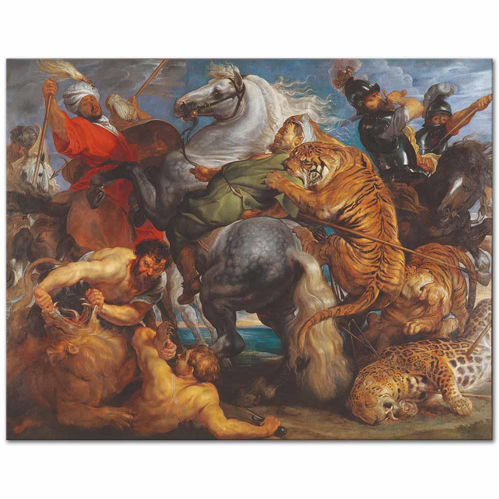 Peter Paul Rubens Aslan Kaplan ve Leopar Avı Kanvas Tablo