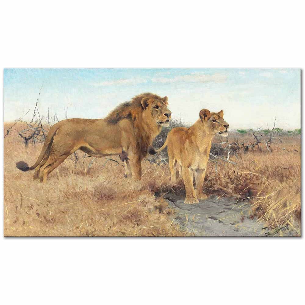 Lions on the Plains of Africa by Wilhelm Kuhnert as Fine Art Print