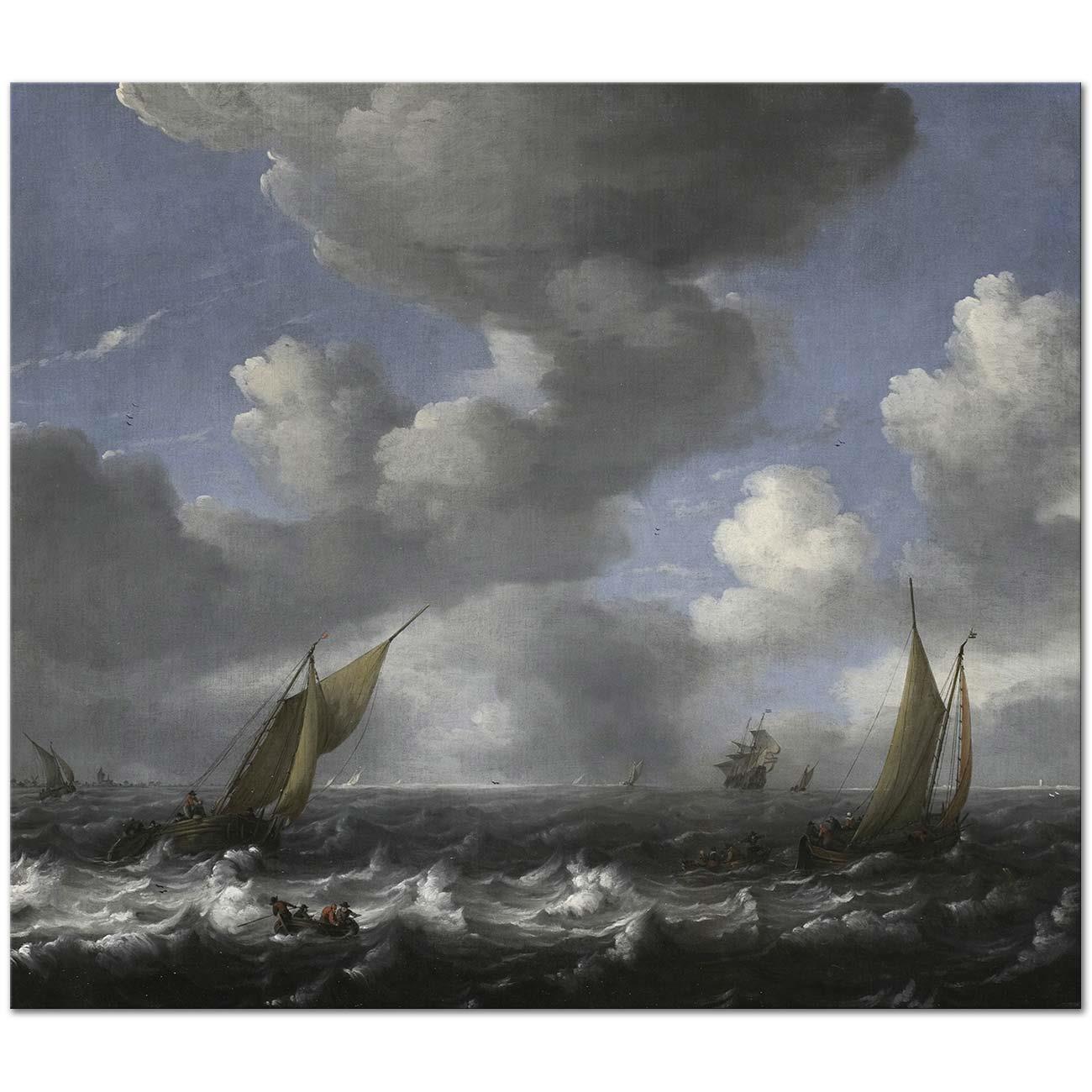 Ludolf Backhuysen Seascape and Fishing Boats Art Print