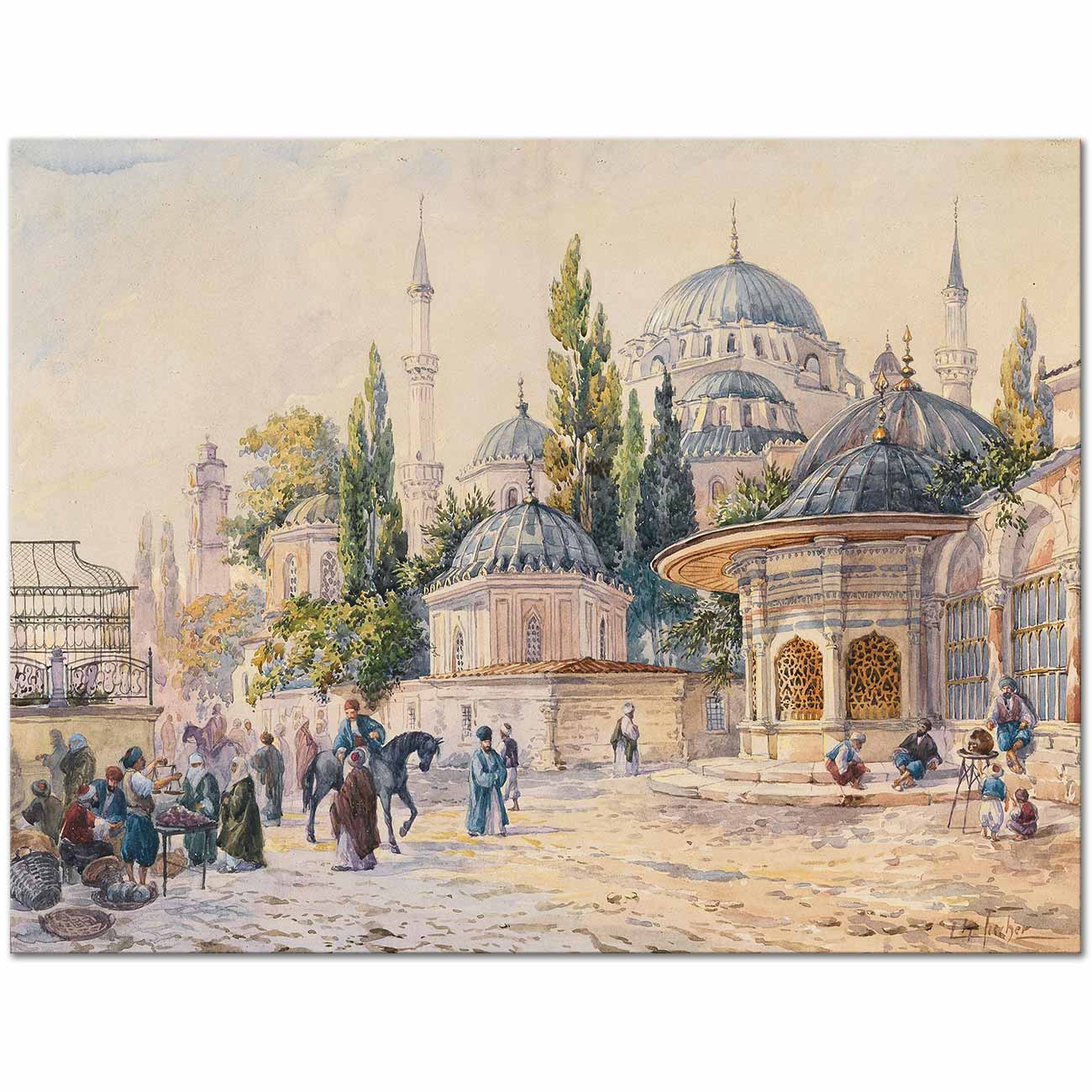 Ludwig Hans Fischer Şehzadebaşı Camii İstanbul Kanvas Tablo