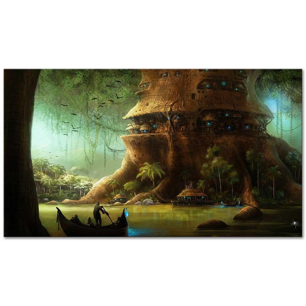 Man Sailing Boat near Tree as Art Print