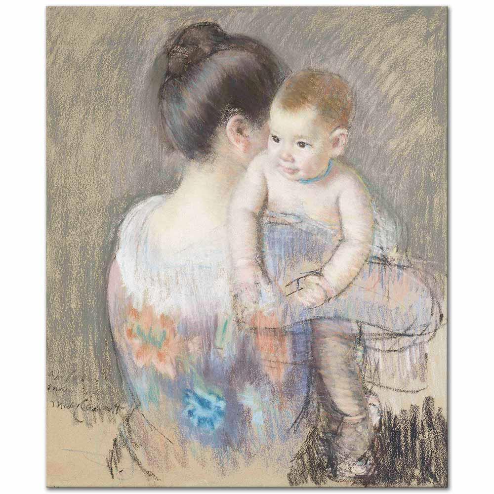Mary Cassatt Charles Annesinin Omuzundan Bakarken Kanvas Tablo