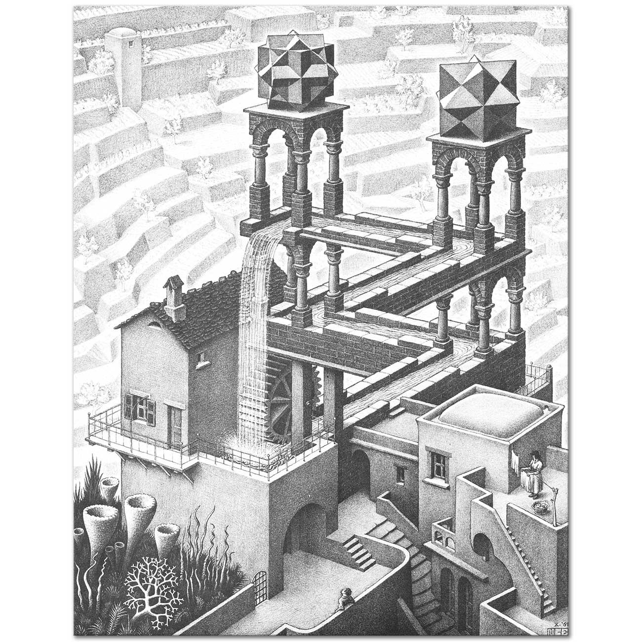 Maurits Cornelis Escher Şelale Kanvas Tablo