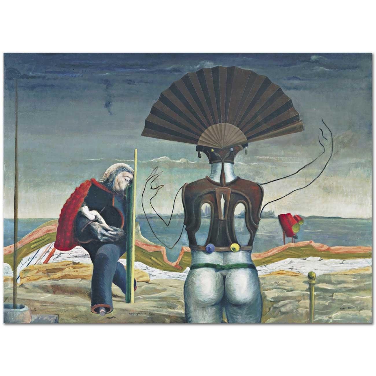 Max Ernst Kadın Yaşlı Adam ve Çiçek Kanvas Tablo