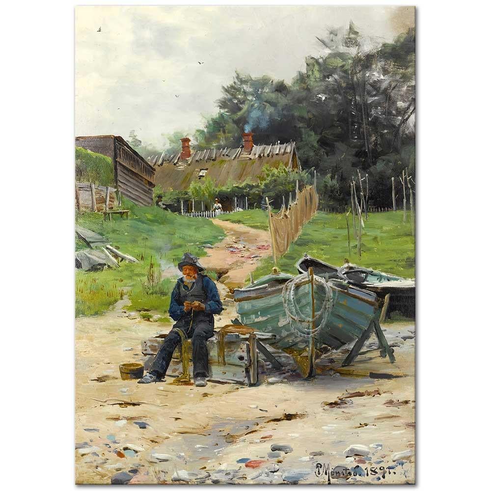 Peder Mørk Mønsted Ağları Onarmak Kanvas Tablo