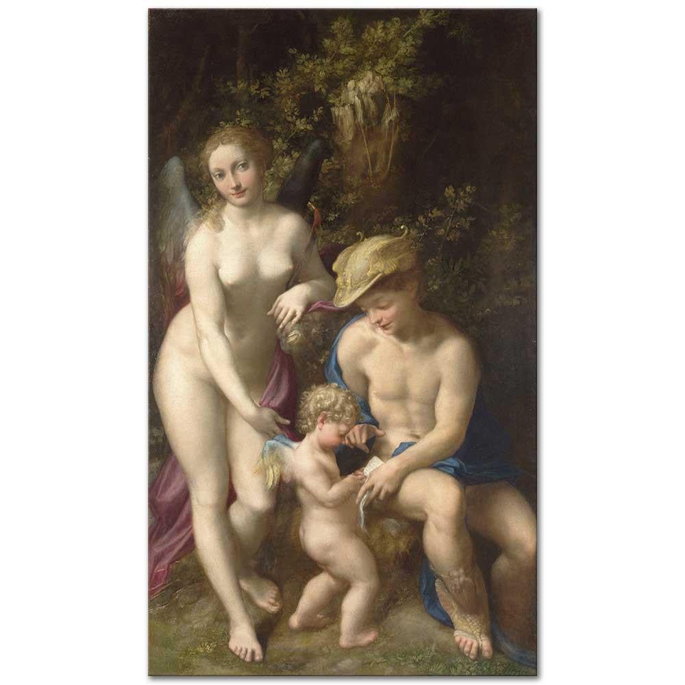 Antonio Allegri da Correggio Venüs Merkür ve Cupid Kanvas Tablo