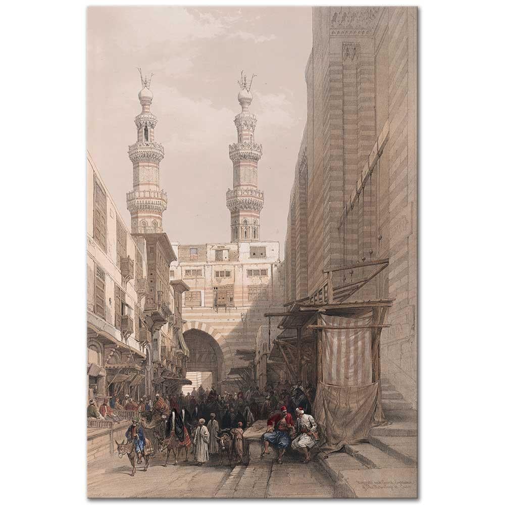 David Roberts Metwalis Camii Minareleri ve Büyük Girişi Kahire Kanvas Tablo