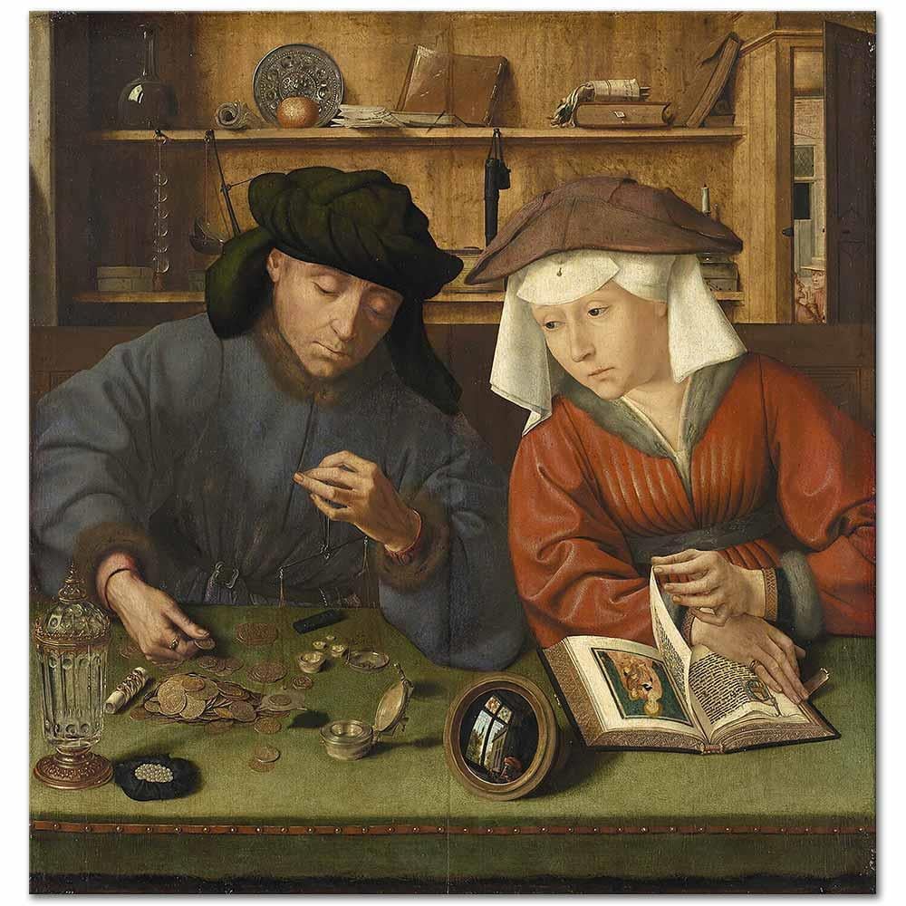 Money Changer and his Wife by Quentin Massys as Art Print