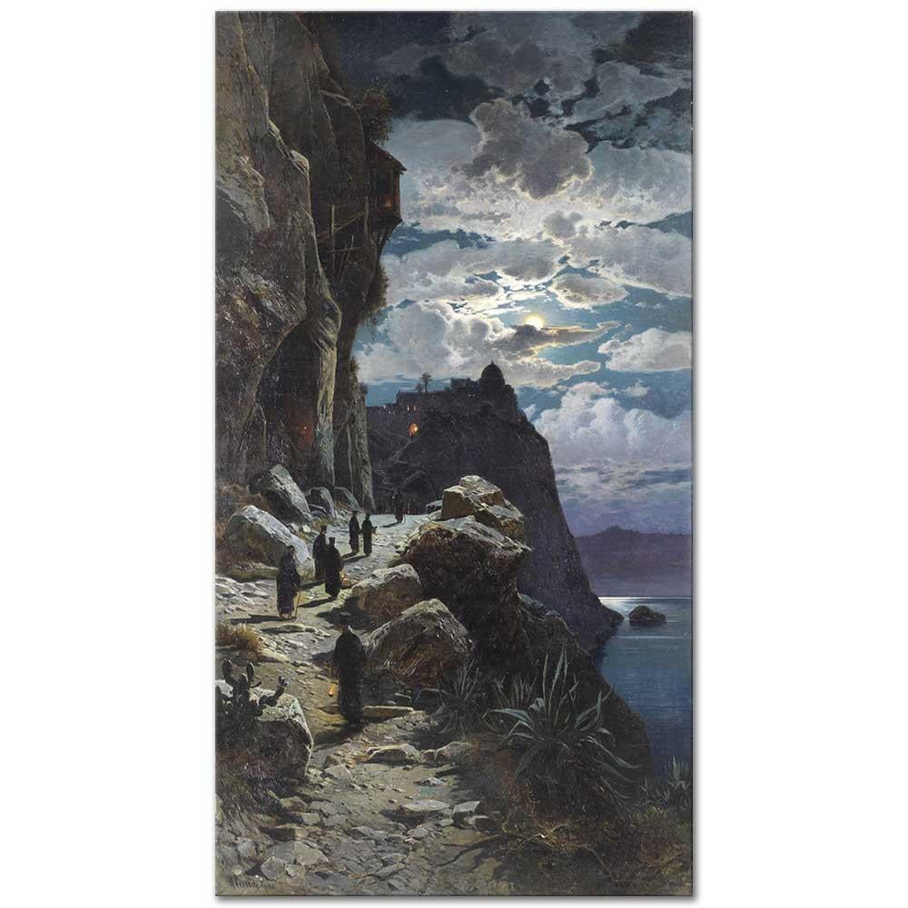 Hermann David Salomon Corrodi Keşişlerin Mont Dağı Manastırına Yolculukları Kanvas Tablo