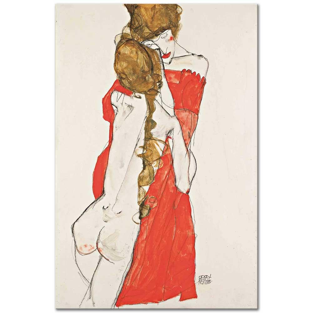 Egon Schiele Anne ve Kızı Kanvas Tablo