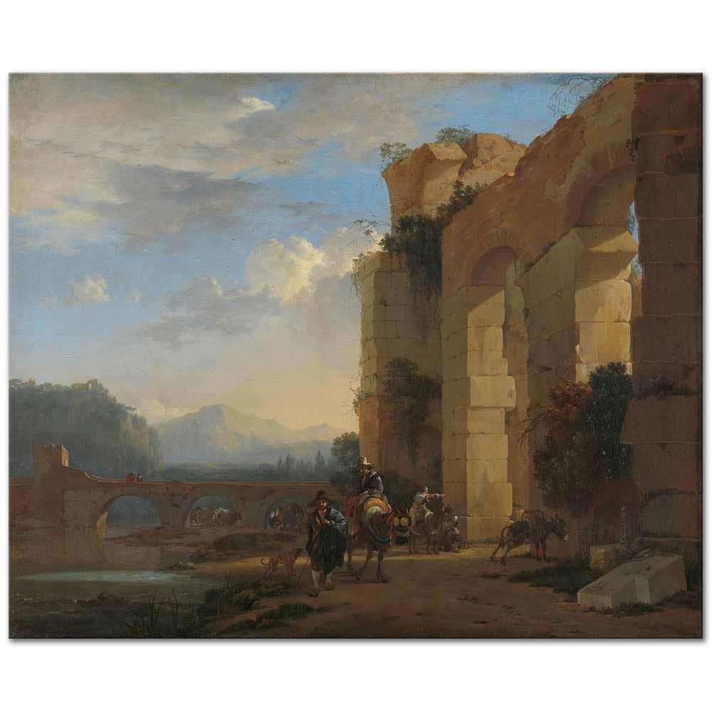 Muleteers Beside an Italian Ruin by Jan Asselijn as Art Print