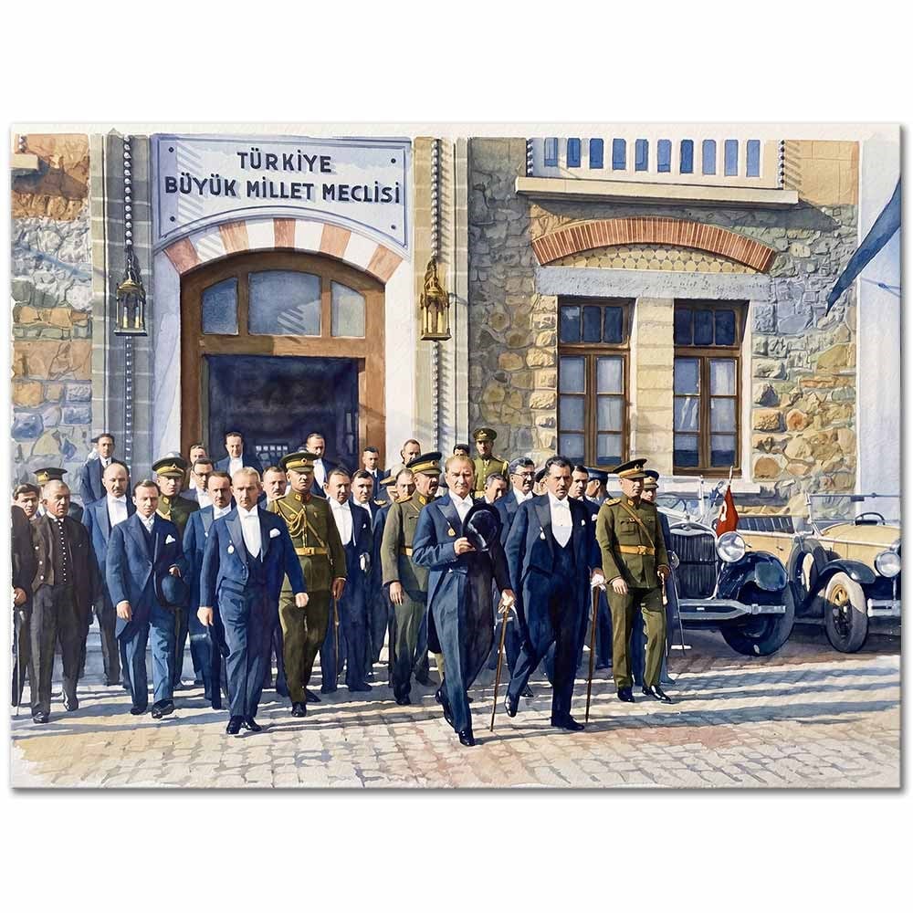 Mustafa Kemal Atatürk Meclis Önünde Kanvas Tablo