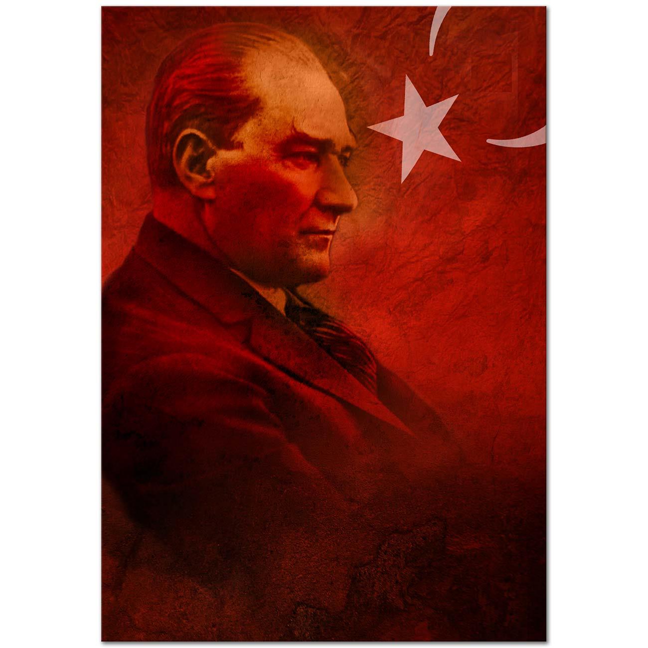 Mustafa Kemal Atatürk and Turkish Flag II Art Print