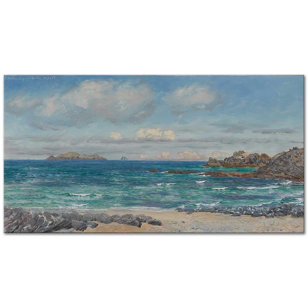 John Brett Newtrain Koyu ve Gull Adası, Cornwall Kanvas Tablo