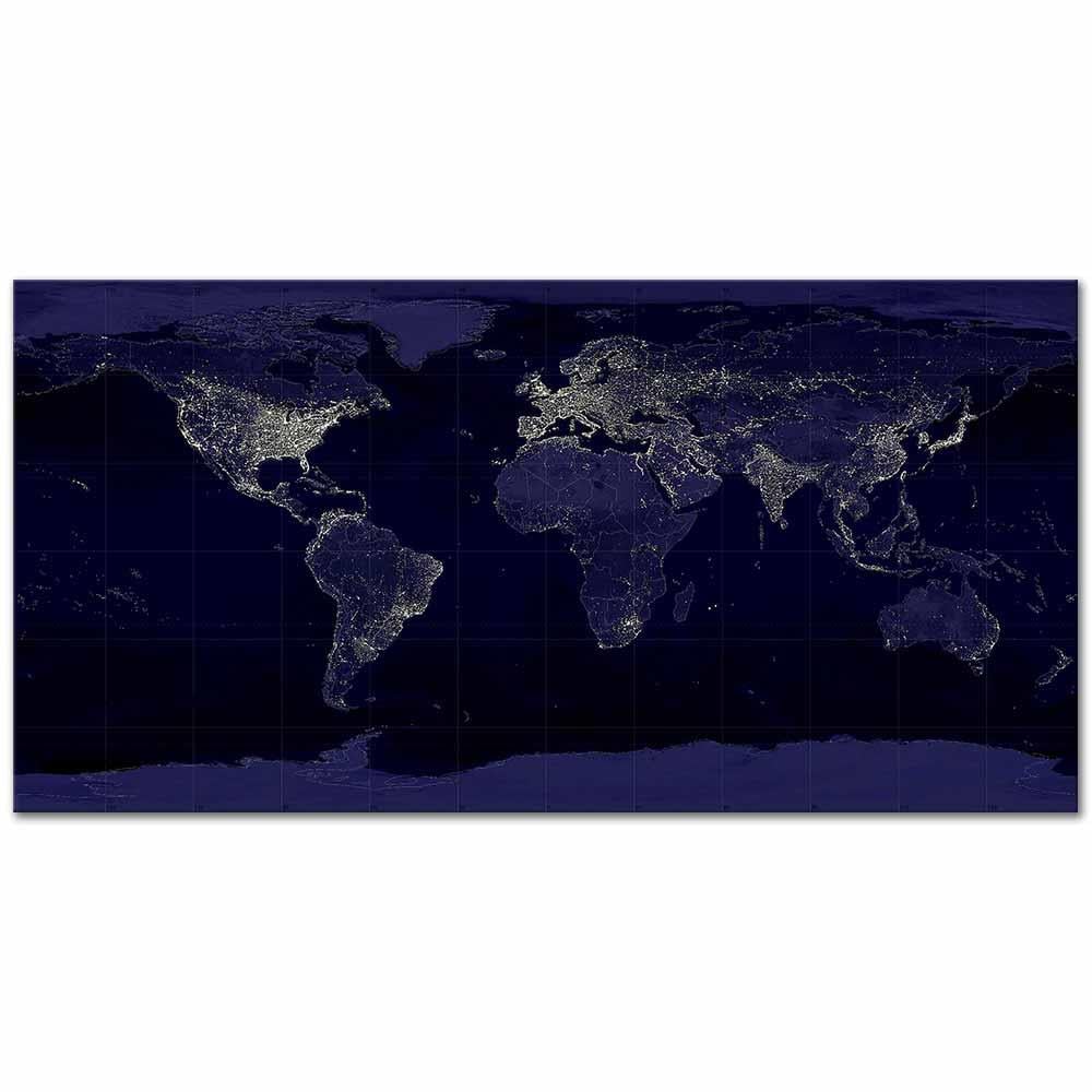 Gece Işıkları ile Dünyamız Kanvas Tablo