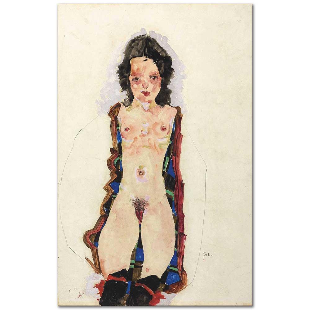 Nude with Red Garters by Egon Schiele