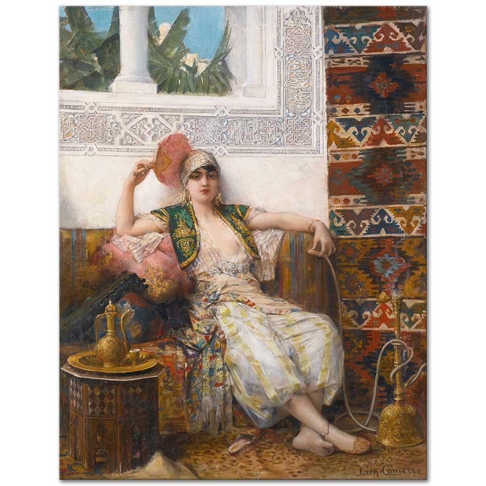 Leon François Comerre Nargile İçen Cariye Kanvas Tablo