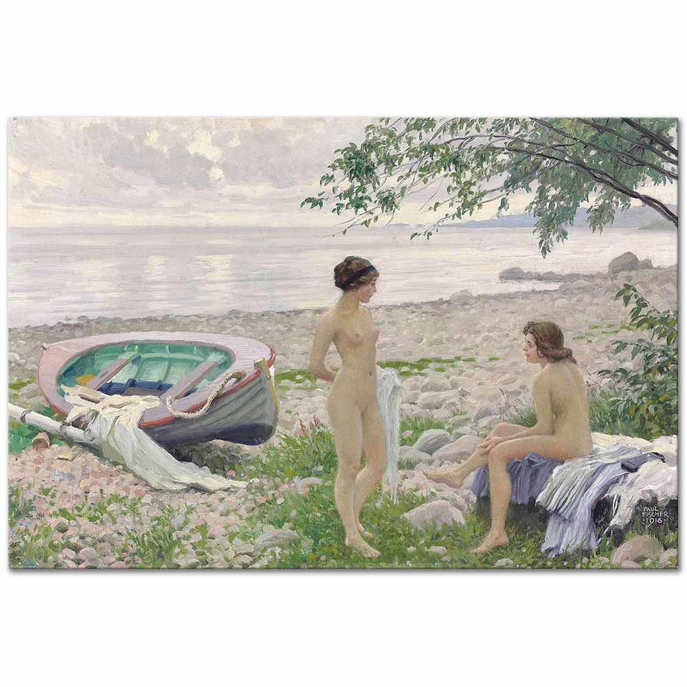 On the Beach by Paul Fischer as Fine Art Print