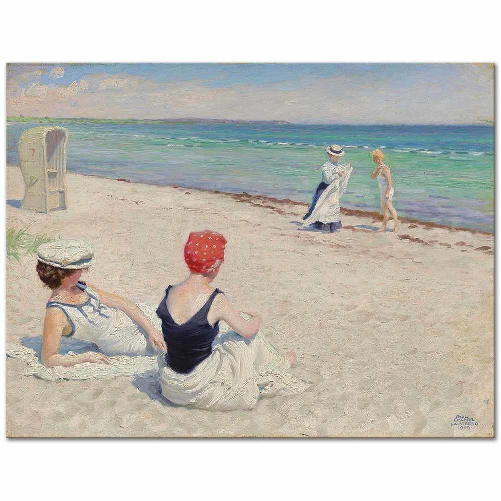 On The Beach Falsterbo by Paul Fischer as Fine Art Print
