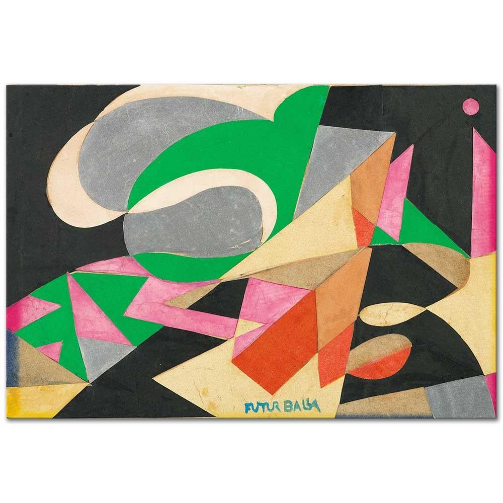 Giacomo Balla Kelime Dokusu ile Desen Kanvas Tablo