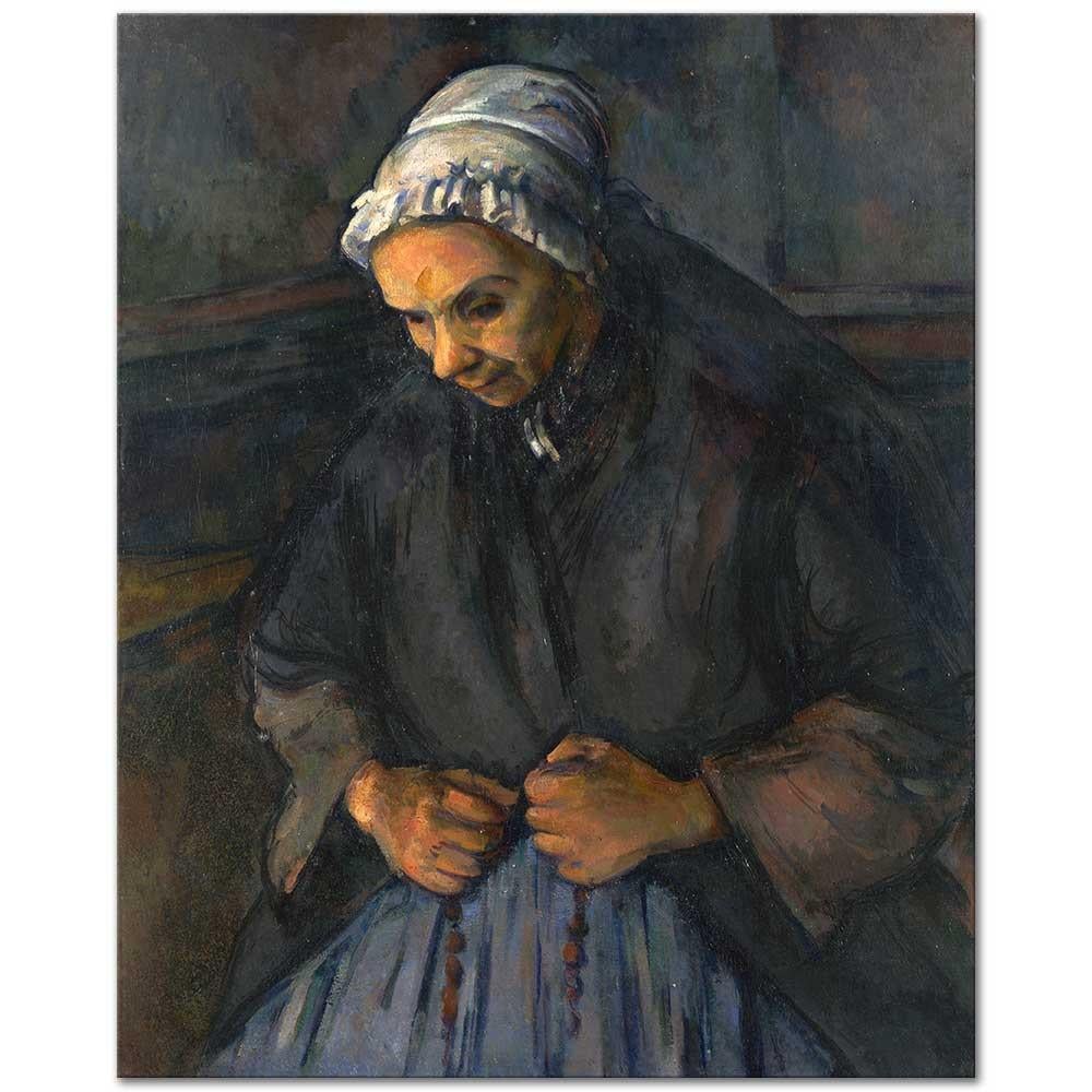 Paul Cezanne Tespihli Yaşlı Kadın Kanvas Tablo