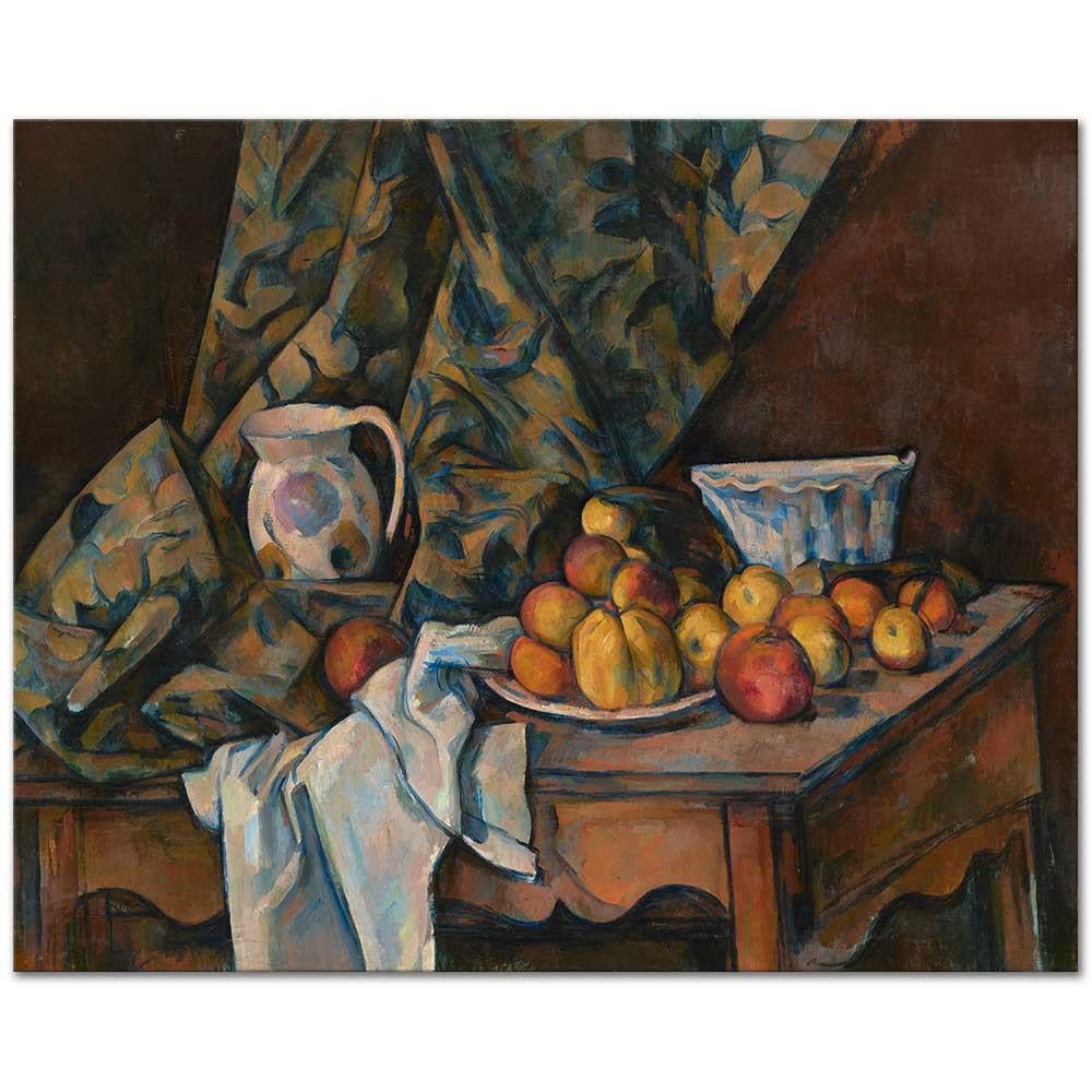 Paul Cezanne Elmalar ve Şeftaliler ile Natürmort Kanvas Tablo