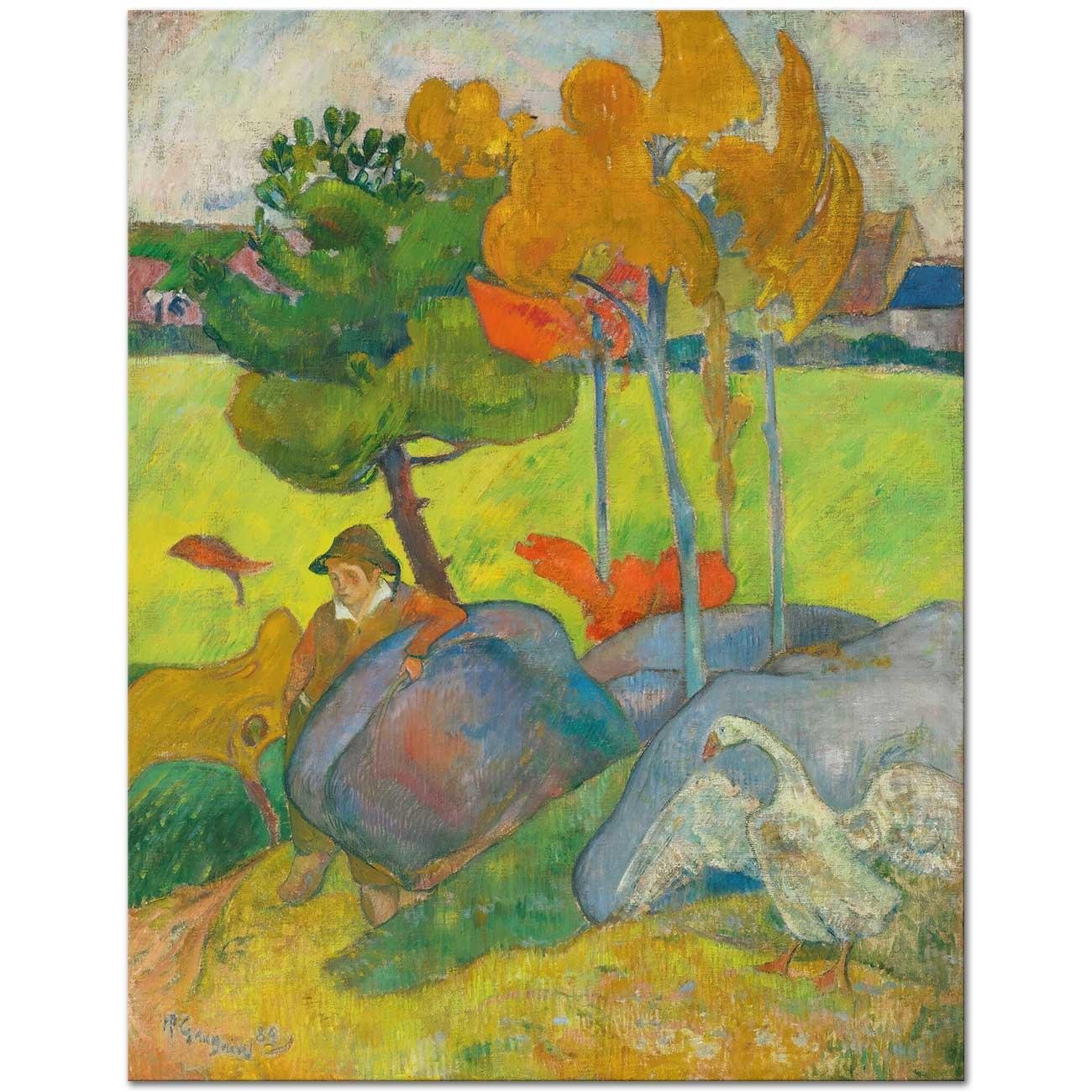 Paul Gauguin Breton'da Kaz Çobanı Kanvas Tablo