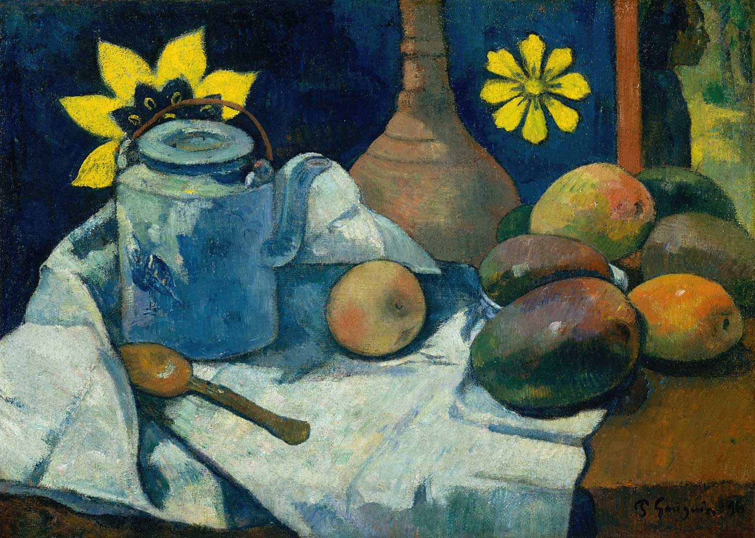 Paul Gauguin Still Life With Teapot And Fruit Art Print