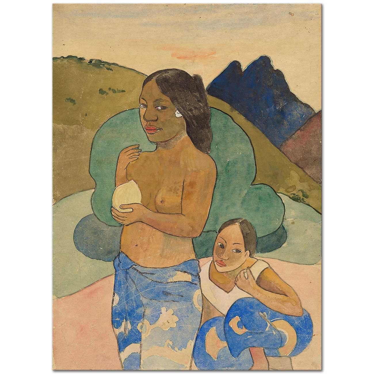 Paul Gauguin Manzarada İki Tahitili Kadın Kanvas Tablo