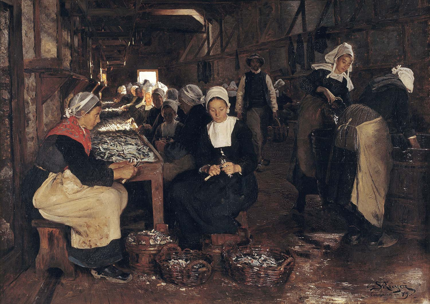 Peder Severin Krøyer A Sardine Cannery In Concarneau Art Print