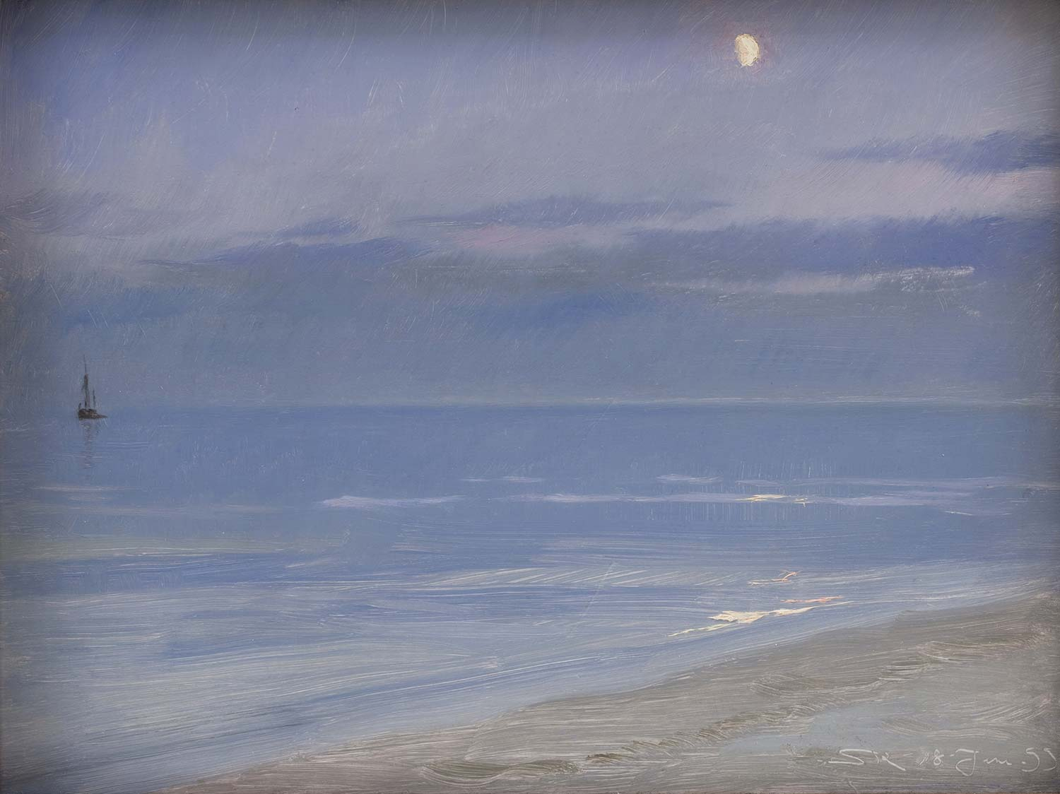 Peder Severin Krøyer Skagen Beach In Moonlight Art Print