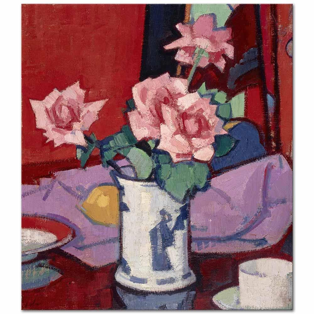 Pink Roses Chinese Vase by Samuel Peploe
