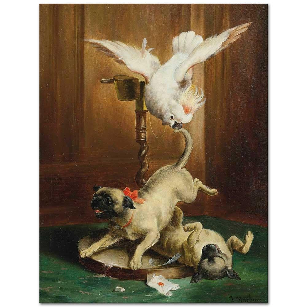 Carl Reichert Pug Kargaşası Kanvas Tablo