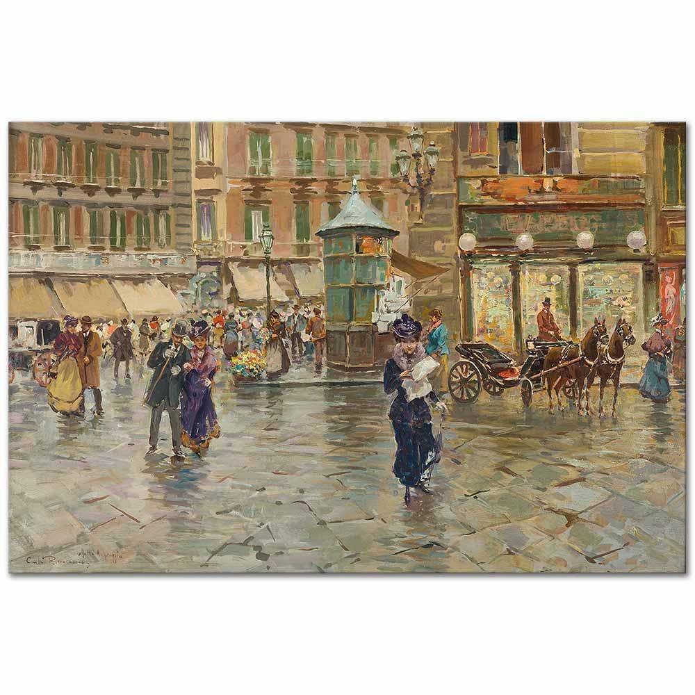 Carlo Brancaccio Yağmurlu Bir Gün Napoli Kanvas Tablo