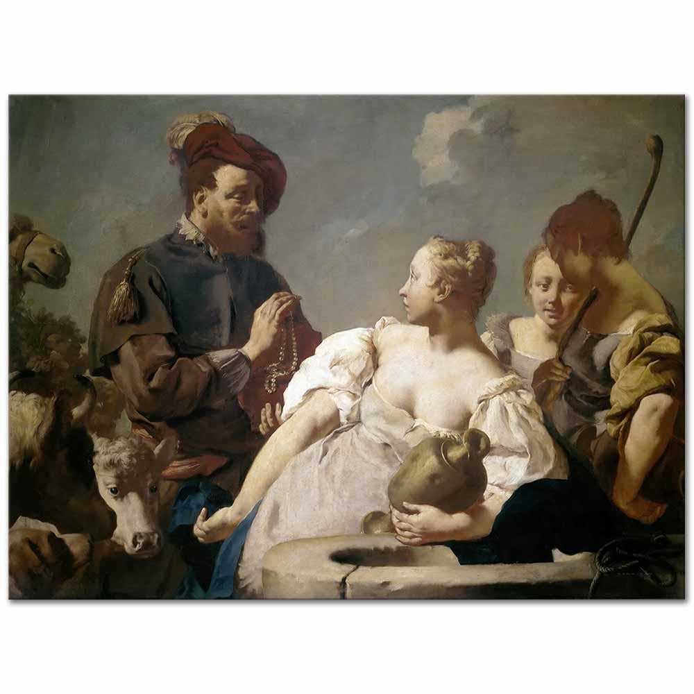 Giovanni Battista Piazzetta Rebecca ve Eleazar Kuyu Başında Kanvas Tablo