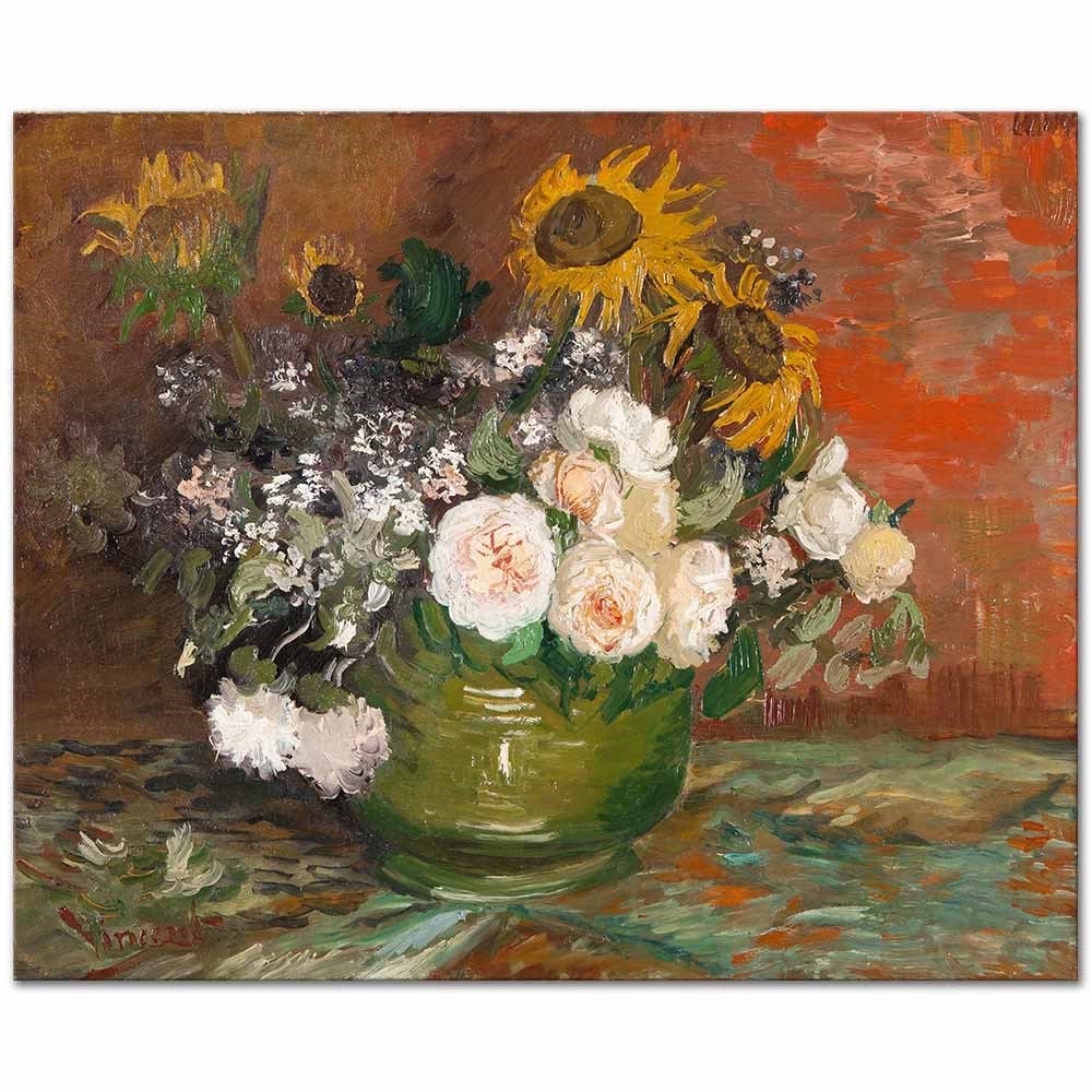 Roses and Sunflowers by Vincent van Gogh as Fine Art Print