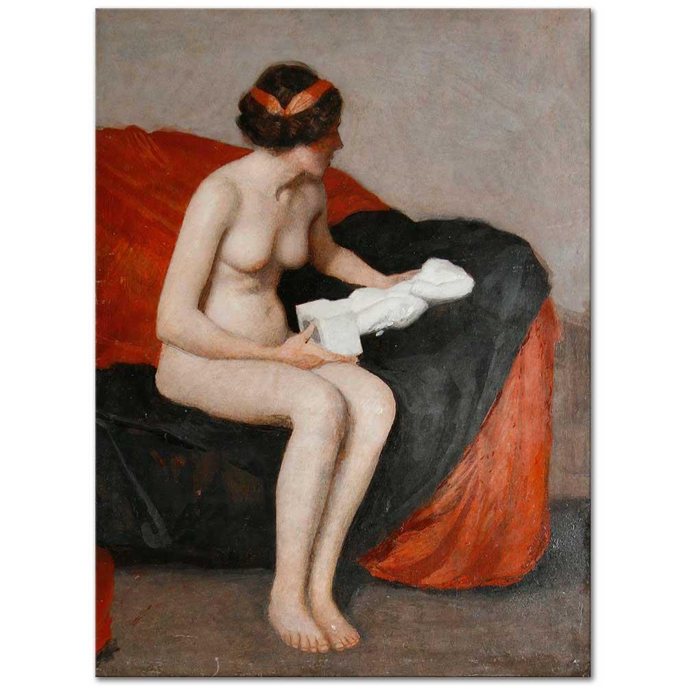 Seated Nude With Sculpture by William McGregor Paxton