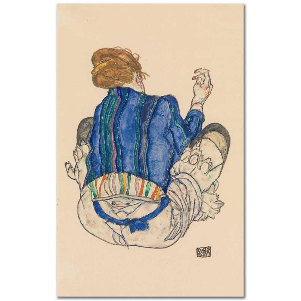 Egon Schiele Oturan Kadın Kanvas Tablo