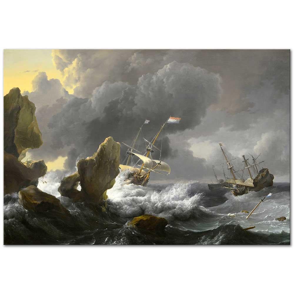 Ships in Distress off a Rocky Coast by Ludolf Backhuysen as Art Print