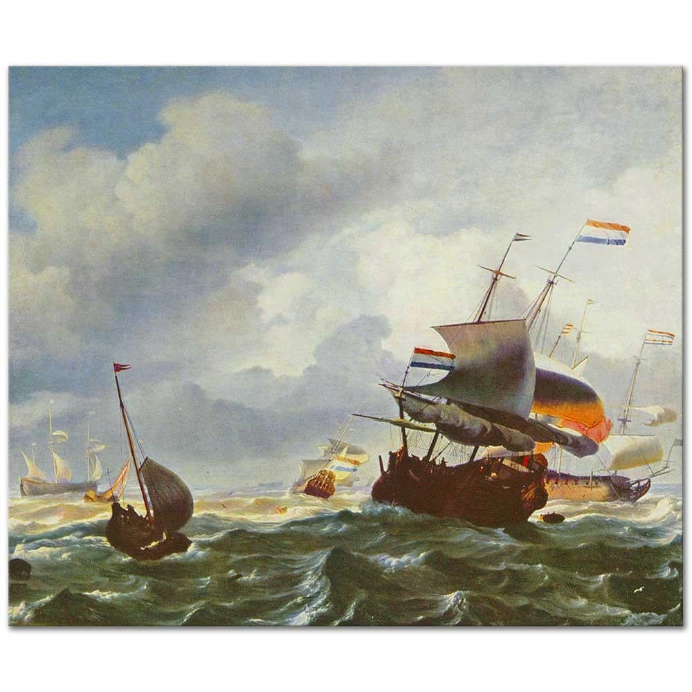 Ships in Storm by Ludolf Backhuysen as Art Print
