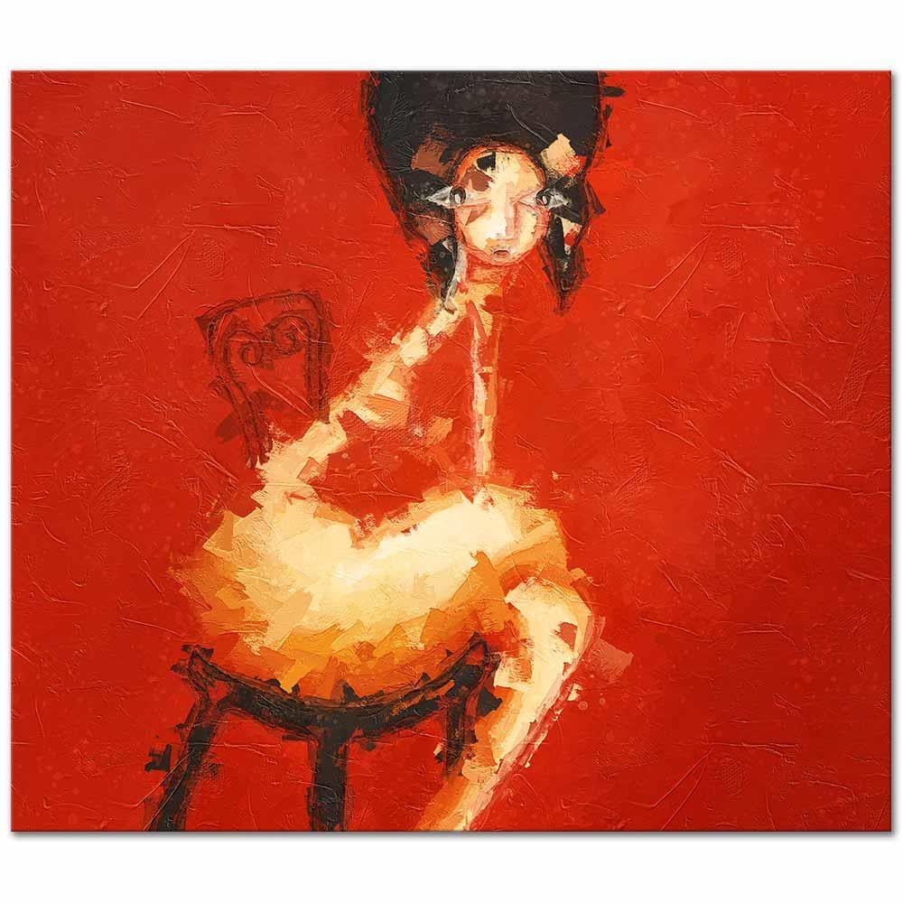 Sitting Naked on a Chair as Art Print